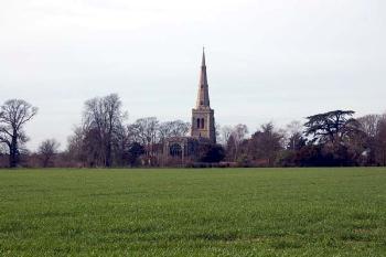 Colmworth church in the landscape March 2007